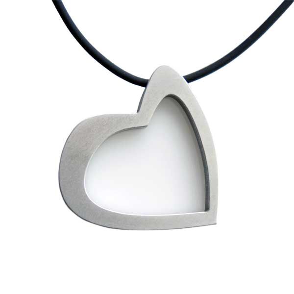 Pendant heart in Brushed aluminium